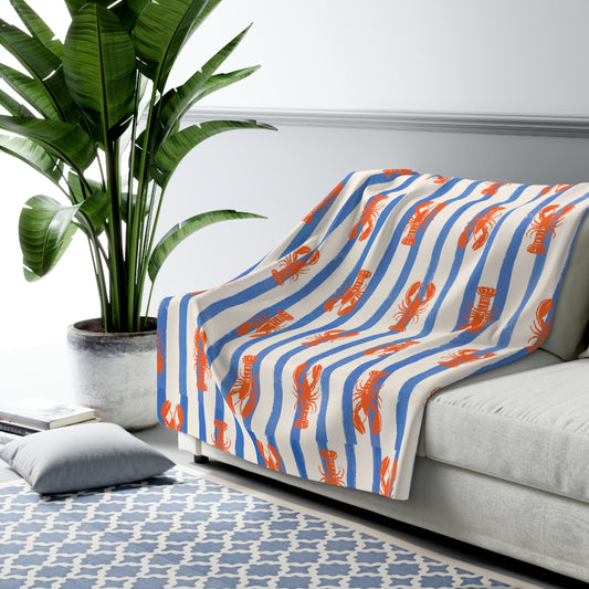 Lobster Stripe Sherpa Blanket