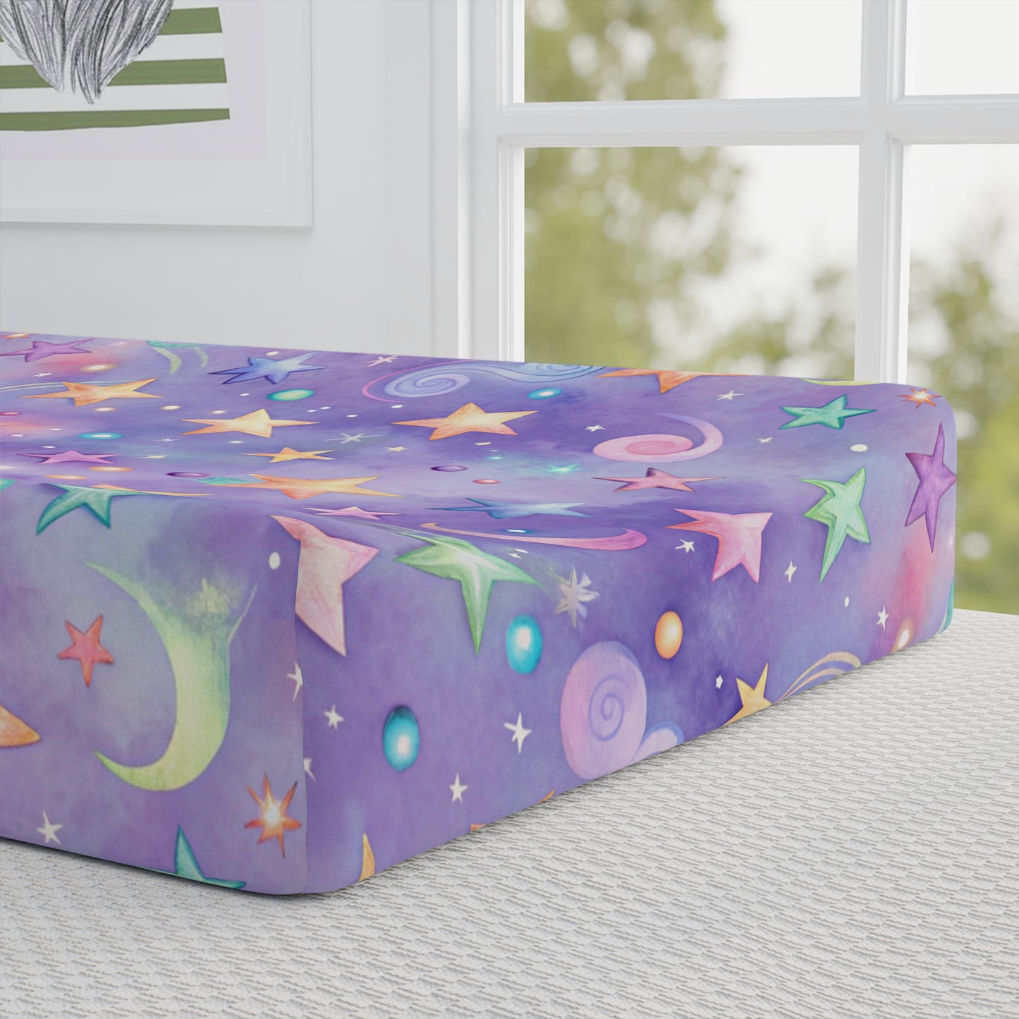 Purple Starry Galaxy Baby Changing Pad Cover