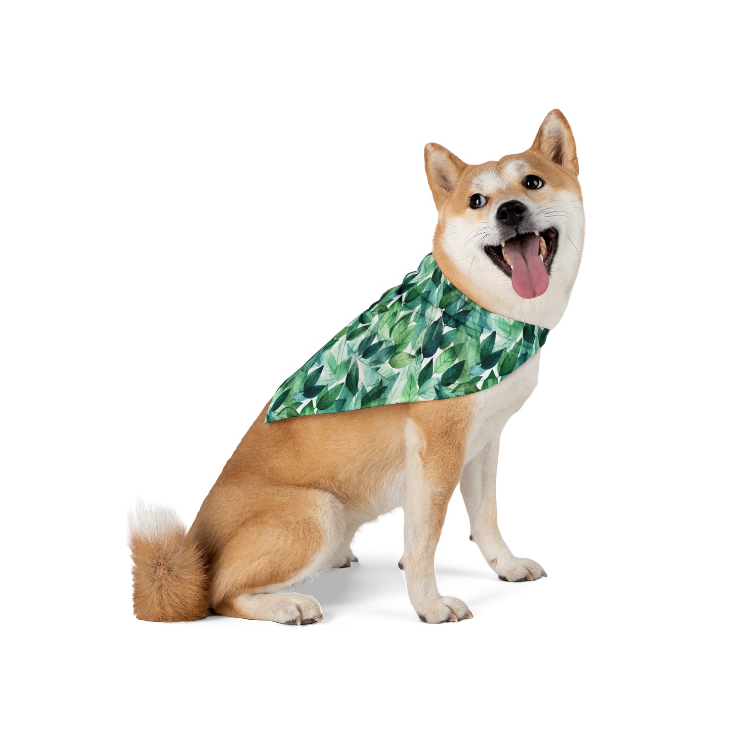 Green Watercolor Leaf Pattern Bandana