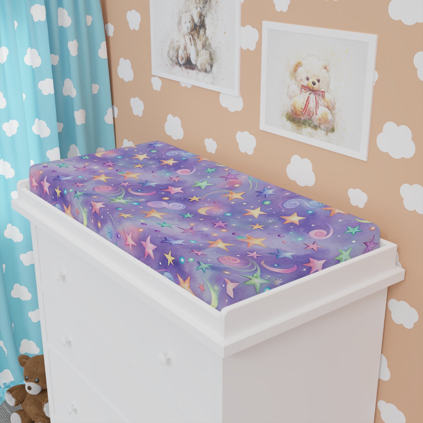 Purple Starry Galaxy Baby Changing Pad Cover