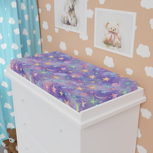 Purple Starry Galaxy Baby Changing Pad Cover