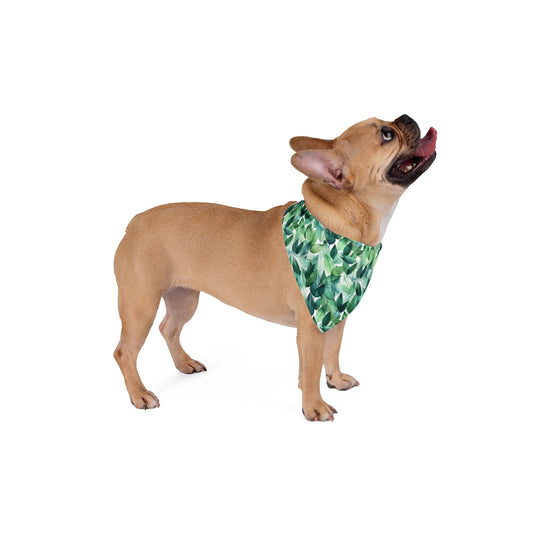 Green Watercolor Leaf Pattern Bandana