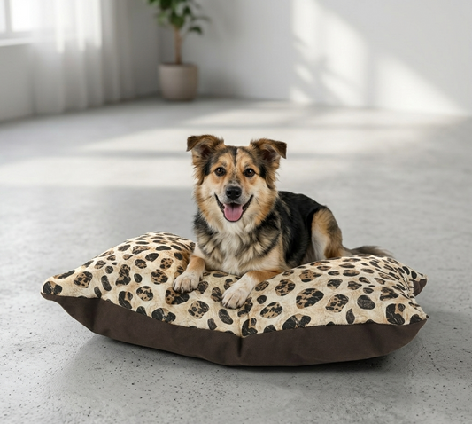 Leopard Print Plush Pet Bed