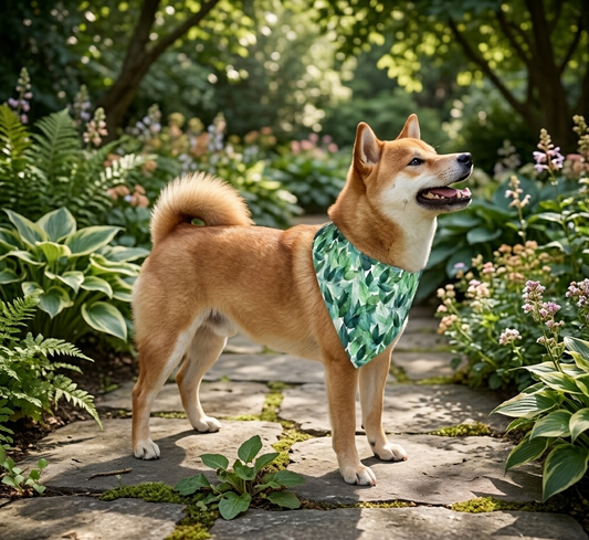 Green Watercolor Leaf Pattern Bandana