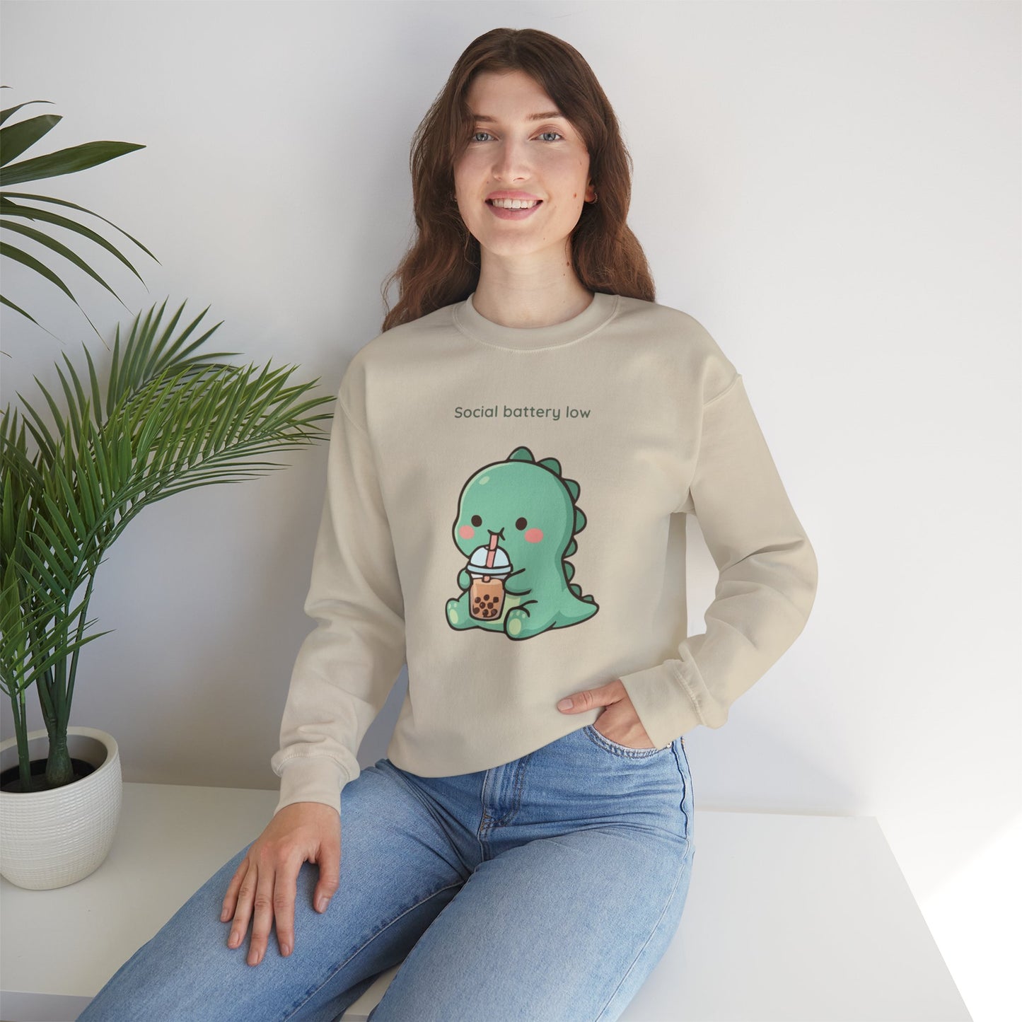 Social Battery Low™ Cozy Dino Sweatshirt