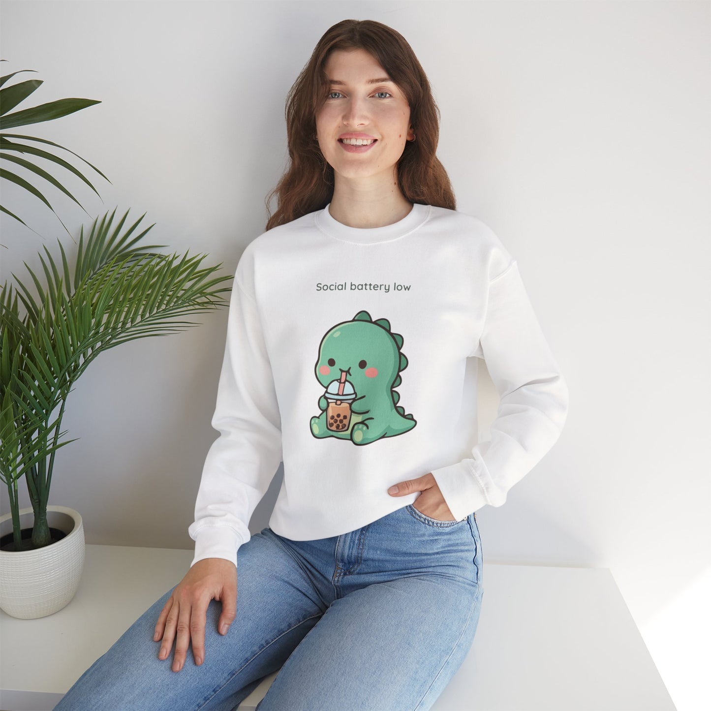 Social Battery Low™ Cozy Dino Sweatshirt