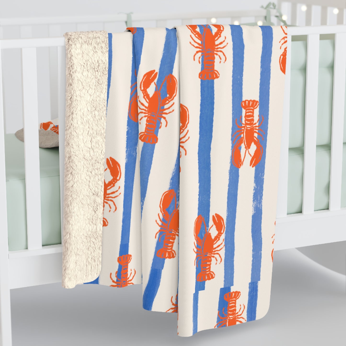 Lobster Stripe Sherpa Blanket