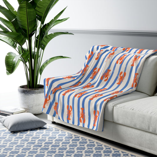 Lobster Stripe Sherpa Blanket
