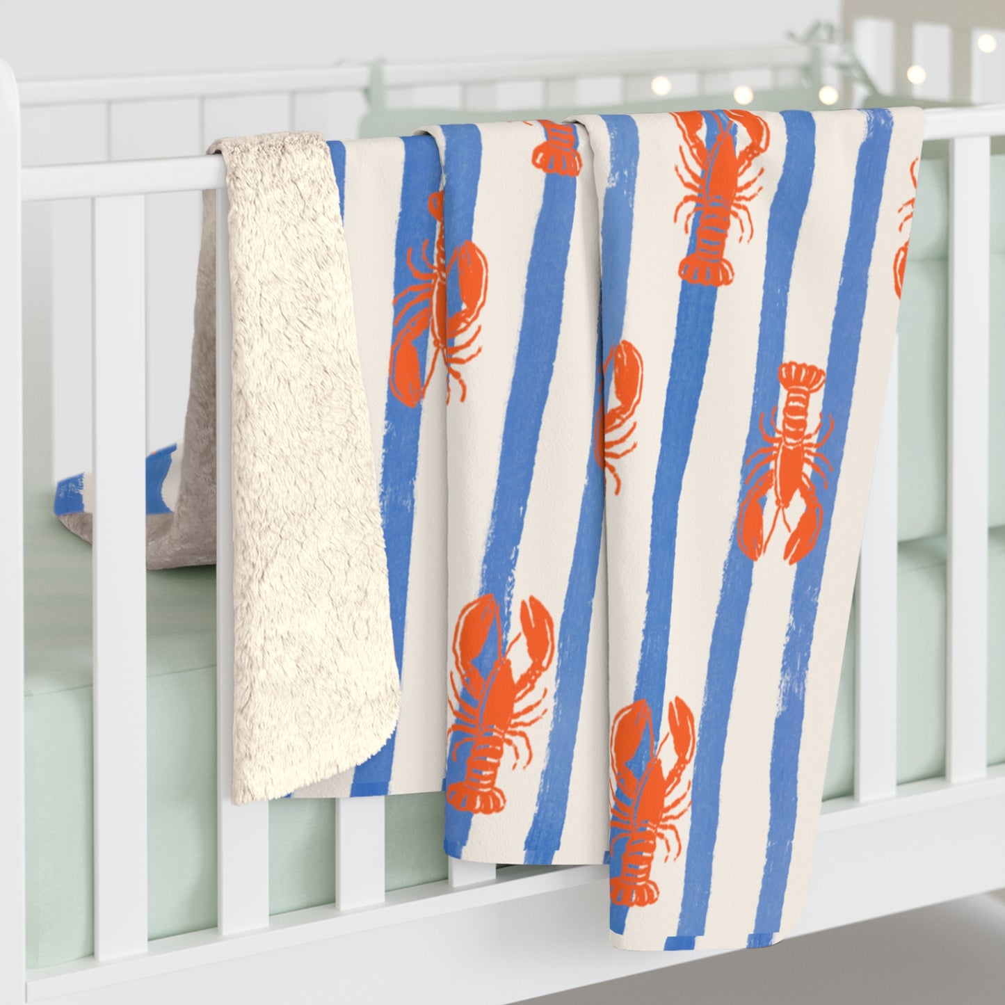 Lobster Stripe Sherpa Blanket