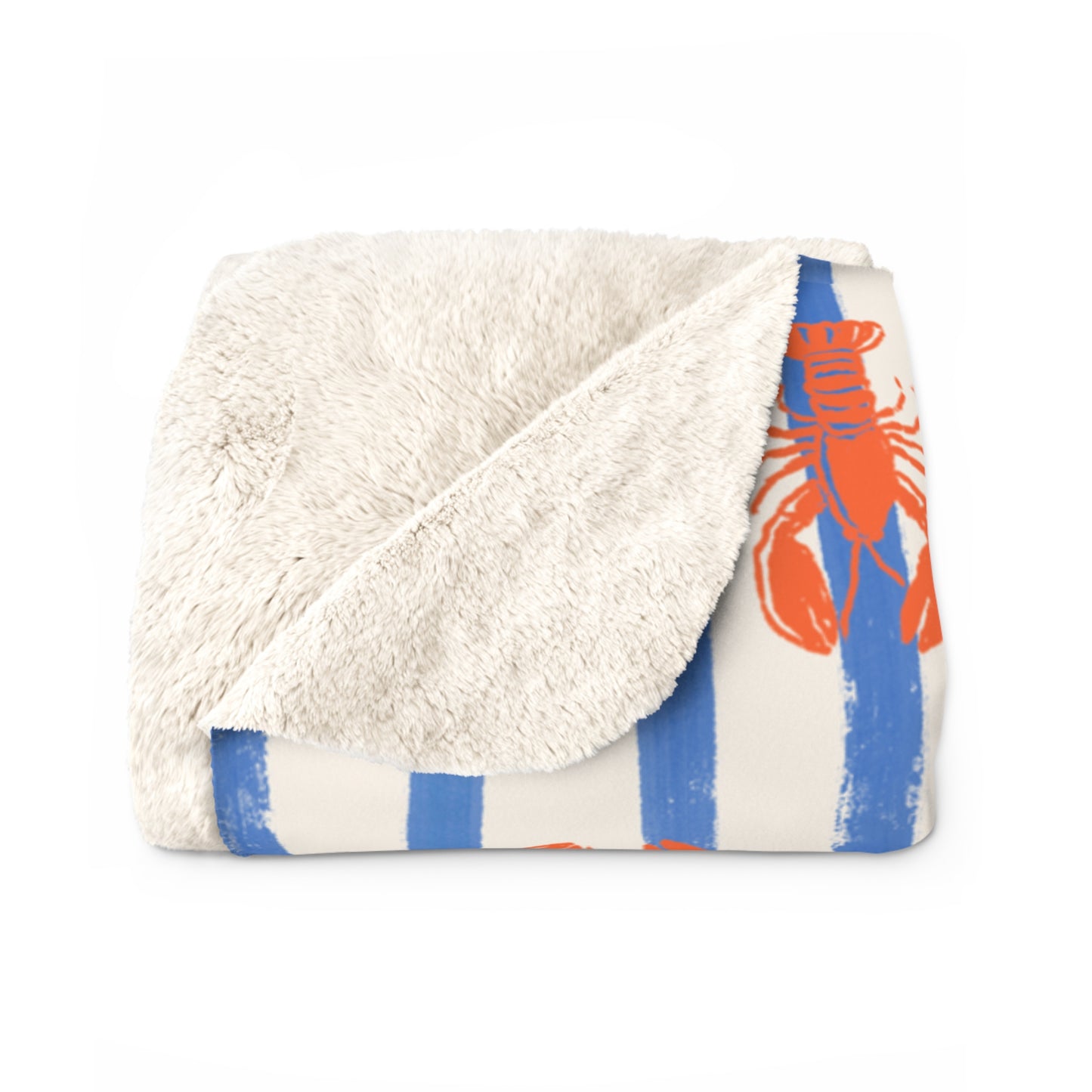 Lobster Stripe Sherpa Blanket