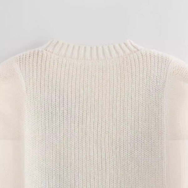New bow decoration round neck pullover short sleeved sweater knitted sweater - Image 4