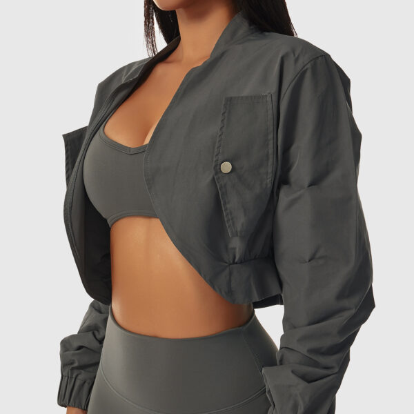 Long Sleeve Quick-Drying Sports Jacket Female Sun Protection Outside Shoulders Fitness Wear Standing Collar Casual Jacket Tight Yoga Tops - Image 4