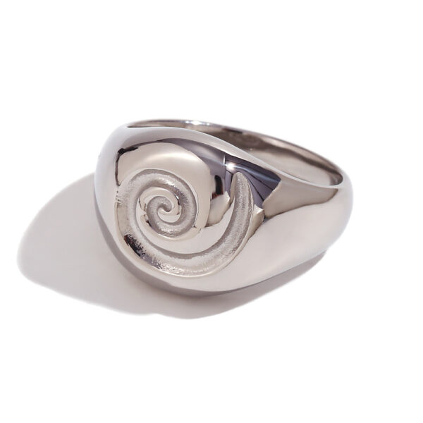 European and American fashion niche personality retro temperament hand jewelry round face vortex ring for women - Image 5