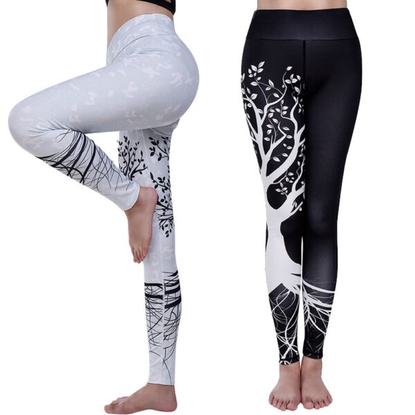Women Sexy Yoga Pants Trees Printed Dry Fit Sport Pants Elastic Fitness Gym Pants Running Tight Sport Leggings Female Trousers - Image 2