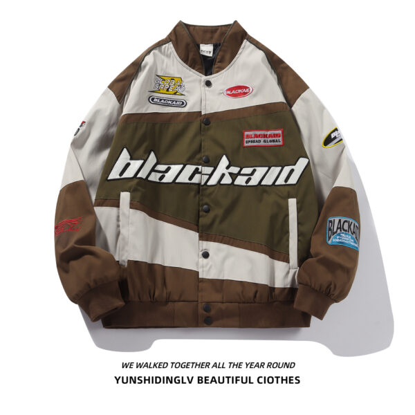 American style detachable motorcycle jacket couple retro hip-hop loose versatile couple baseball jacket new style jacket - Image 16