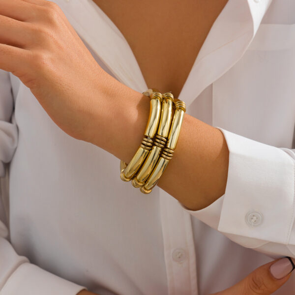 Fashionable irregular CCB bent tube bracelet with simple smooth surface Bracelet set new style - Image 6