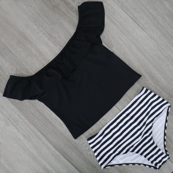 Sexy Tow Pieces Bodysuits Print Swimwear Women Swimsuit Shoulder Ruffle Bathing Suit Beach Wear Plus Size Tankini - Image 6