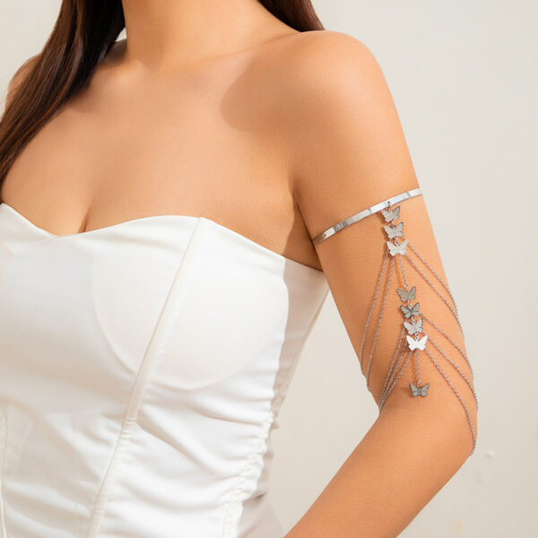 Fashionable and sexy multi-layer tassel bracelet inlaid with white anti pearl arm chain - Image 19
