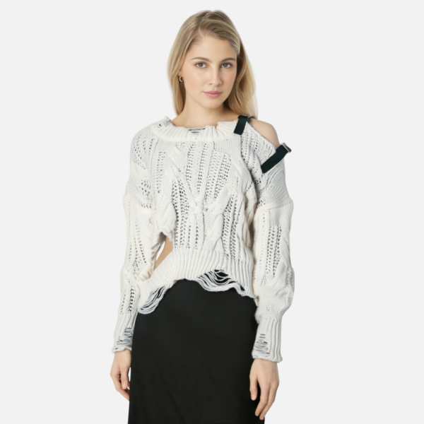 European and American hollow hole design loose sweater long sleeved lazy style top
