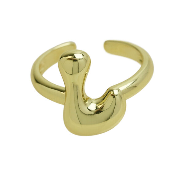 Golden smooth bubble balloon bubble cute chubby 26 letter ring - Image 17
