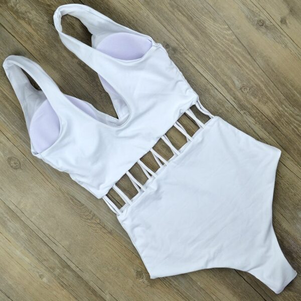 Sexy Deep V One Piece Swimsuit White Monokini Thong Swimwear Women Trikini Hollow Out Swim wear Bathing Suit Mujer Triquini - Image 5