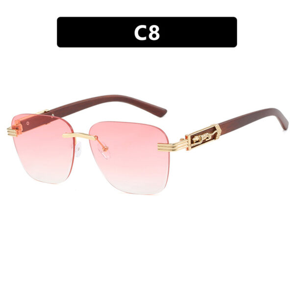 Wooden Leg Leopard Decorative Sunglasses New Retro Sunglasses Frameless Polygonal Leopard Head Sunglasses - Image 13