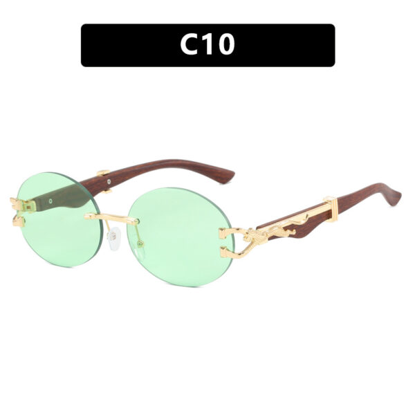 Leopard round frameless cut edge wooden leg sunglasses new sunglasses ins sunglasses for women - Image 15
