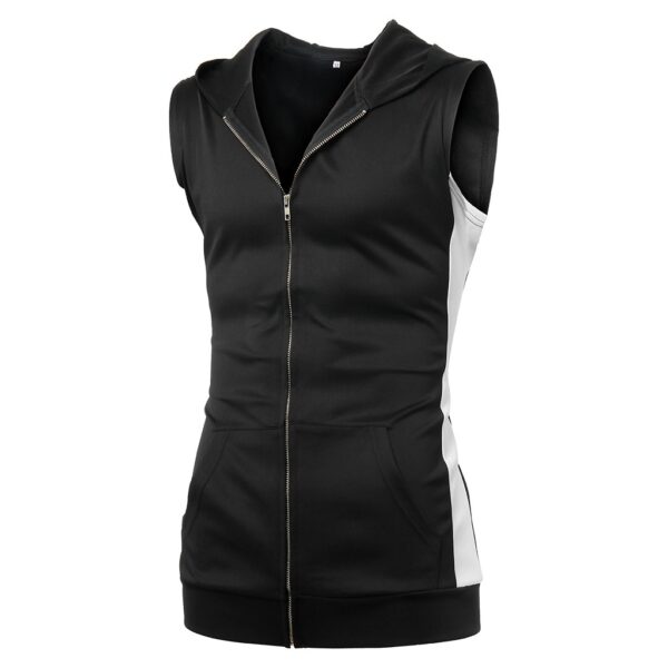 Men Zipper Splicing Sports Hooded Vest bodybuilding golds gym clothing musculation singlet fitness clothing - Image 4