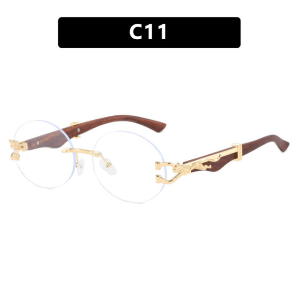 Leopard round frameless cut edge wooden leg sunglasses new sunglasses ins sunglasses for women - Image 16