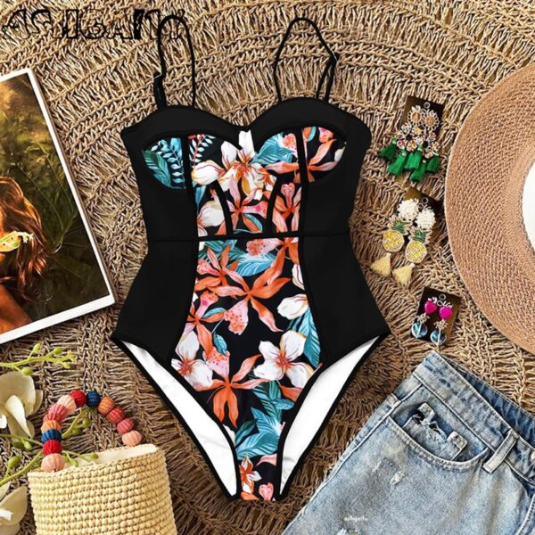 New Sexy One Piece Swimsuit Women Swimwear Cut Out Bathing Suit Summer Push Up Monokini Print Swim Suit  Beach Wear Female - Image 6