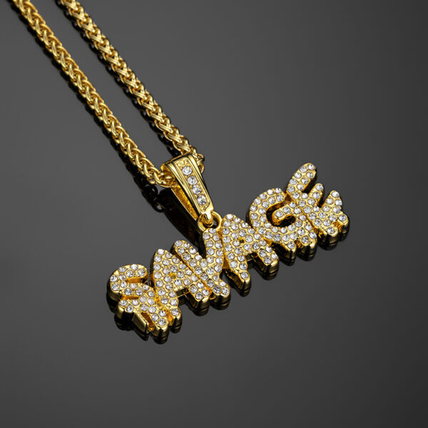 European and American hip-hop Long Necklace savage letter Pendant Fashion card accessories - Image 2