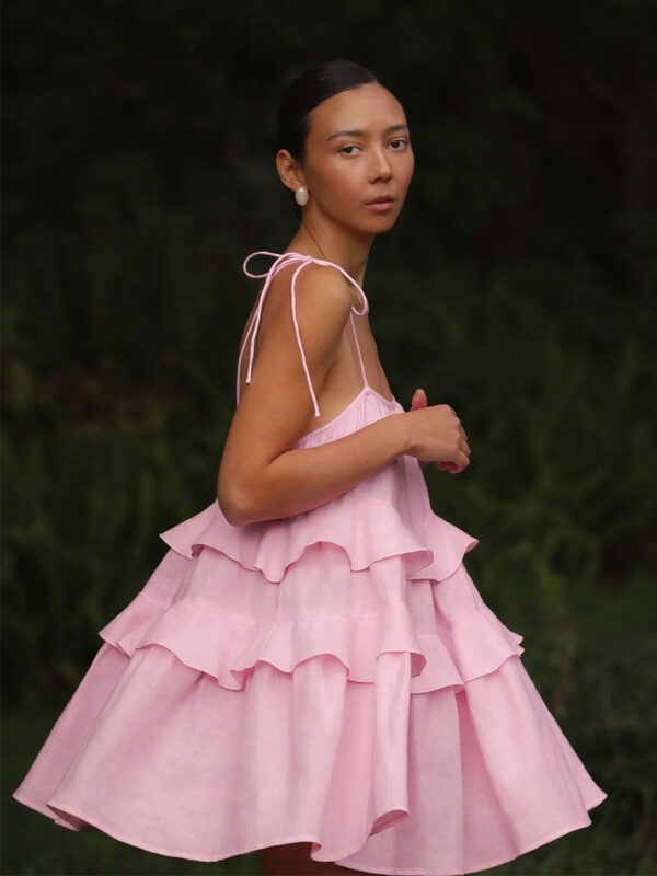 Summer multi-layer ruffled cake skirt short backless camisole dress - Image 7