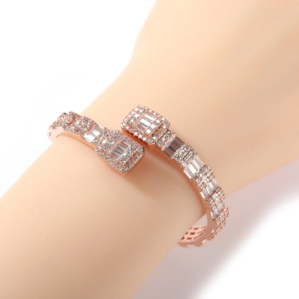 Fashionable Opening Bracelet Ins Style Diamond Set Interwoven Two Color Bracelet Personalized Hip Hop Men's Handpiece - Image 5