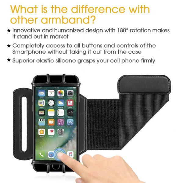 180 Degree Rotatable Running Wristband Phone Case Arm Band Sport Cycling Gym Wristlet Belt Armband Bag - Image 2