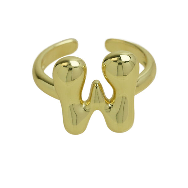 Golden smooth bubble balloon bubble cute chubby 26 letter ring - Image 28