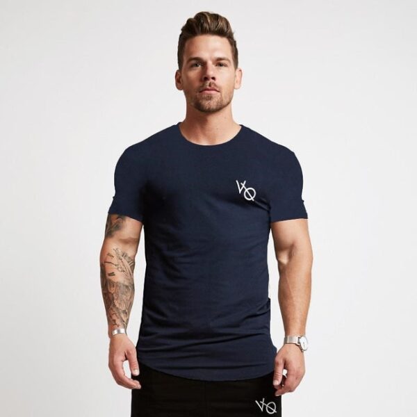 Sport T Shirt Men Cotton O-Neck Gym Training T shirt men Elastic tight Running T shirt Sport Bodybuilding Fitness shirt - Image 10
