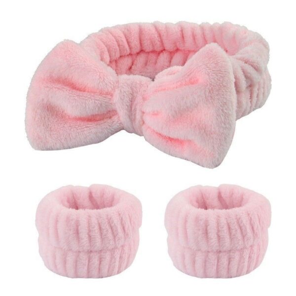 Wash face headband waterproof wrist strap set butterfly bow simple headband wrist 3-piece set - Image 8