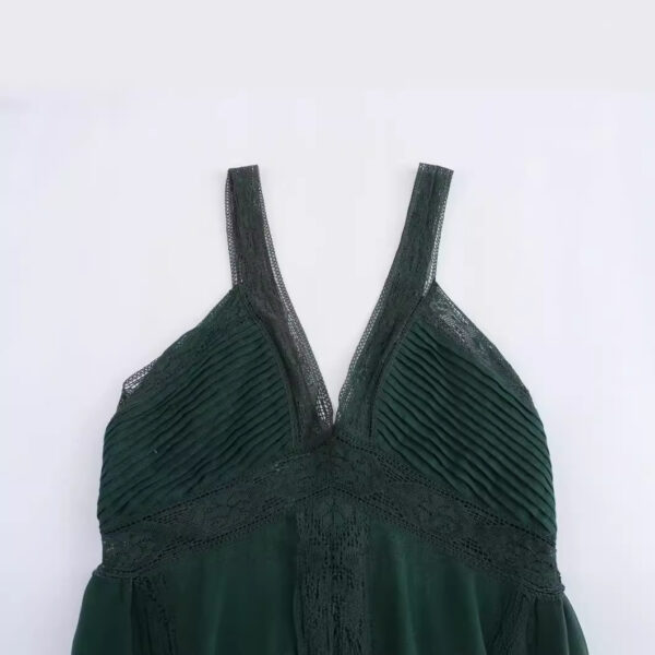 Deep temperament V-neck sleeveless waist cinched suspender dress, long skirt - Image 2
