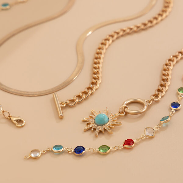 Sunflower colored crystal chain necklace, sweet and flowing Su alloy multi-layer collarbone chain - Image 4