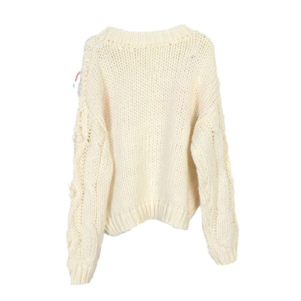 Retro temperament sweater, handmade thick needle round neck color knit sweater, lazy and niche women's sweater, outerwear, top - Image 3