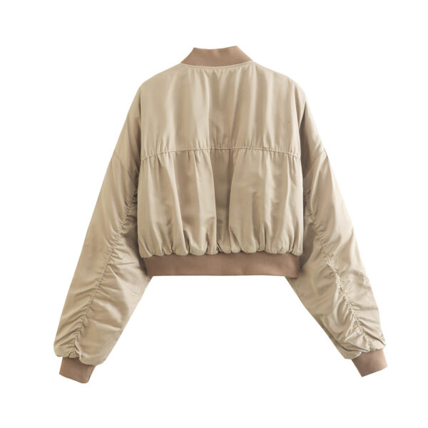 Fashion new silk texture zipper decoration short jacket women's clothing - Image 2