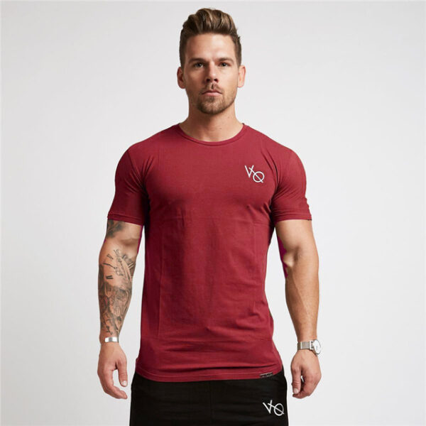 Sport T Shirt Men Cotton O-Neck Gym Training T shirt men Elastic tight Running T shirt Sport Bodybuilding Fitness shirt - Image 14