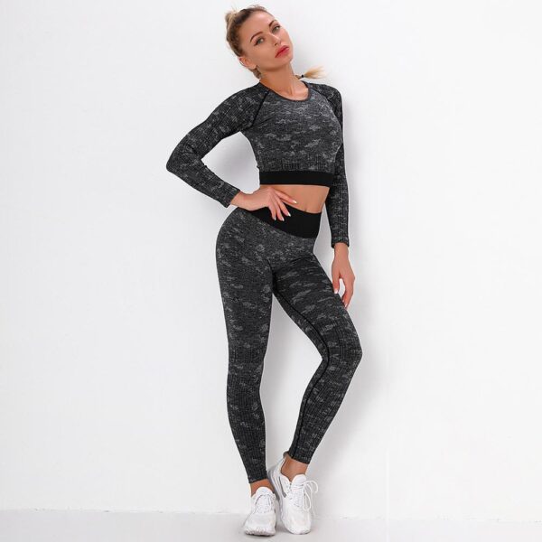 Yoga Sweat Suit 3 Pieces Sportswear Sports Shirts Bra Crop Long Top Leggings Pants Gym Fitness Tracksuit Workout Set - Image 18