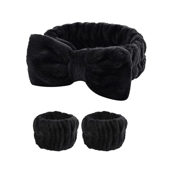 Wash face headband waterproof wrist strap set butterfly bow simple headband wrist 3-piece set - Image 13