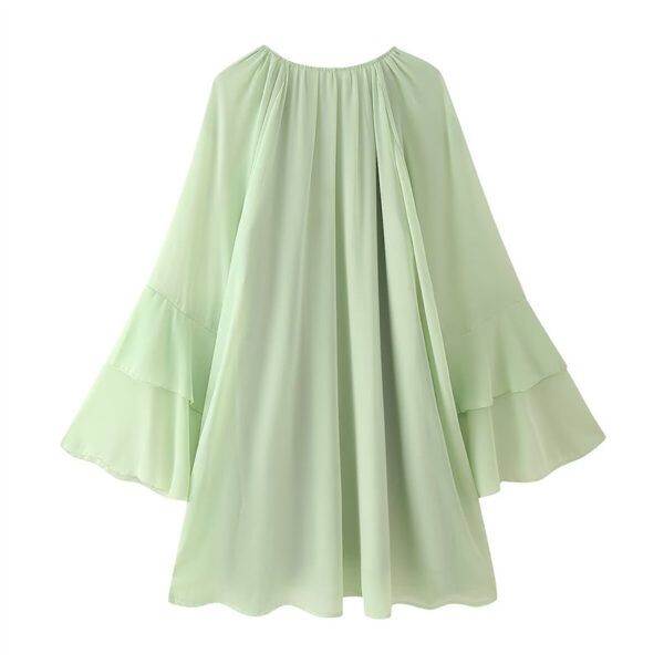 Fashionable and elegant layered round neck ruffle edge dress - Image 3