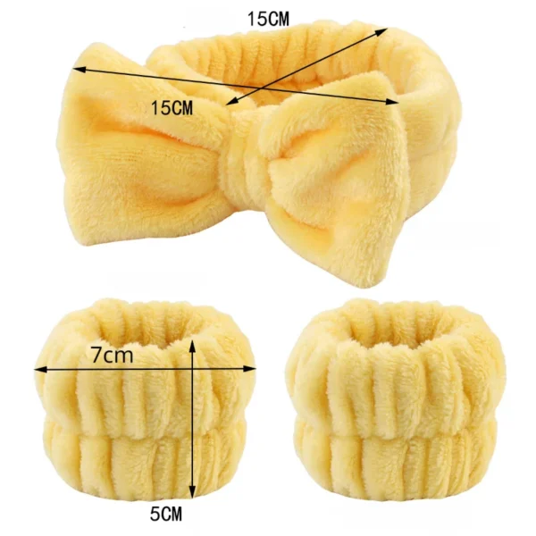 Wash face headband waterproof wrist strap set butterfly bow simple headband wrist 3-piece set - Image 4