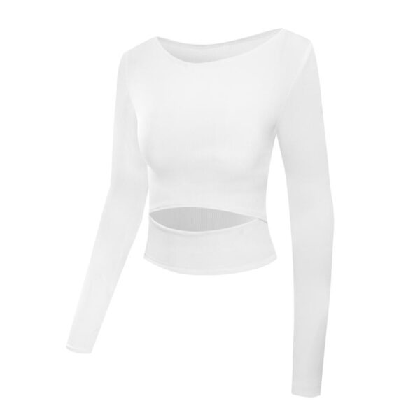 Women Gym White Yoga Crop Tops Yoga Shirts Long Sleeve Workout Tops Fitness Running Sport T-Shirts Training Yoga Sportswear Sexy - Image 4