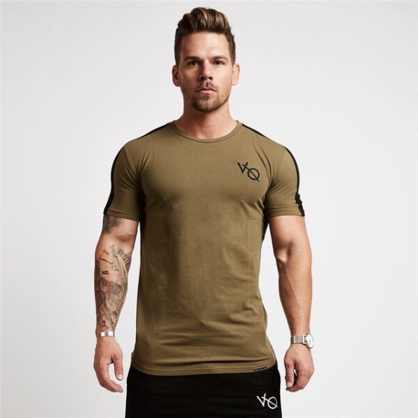 Sport T Shirt Men Cotton O-Neck Gym Training T shirt men Elastic tight Running T shirt Sport Bodybuilding Fitness shirt - Image 8