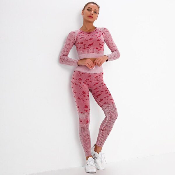 Yoga Sweat Suit 3 Pieces Sportswear Sports Shirts Bra Crop Long Top Leggings Pants Gym Fitness Tracksuit Workout Set - Image 13