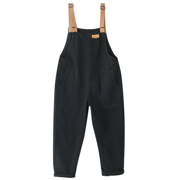 Spring loose large size denim overalls women's fashion simple casual loose suspender denim jumpsuit - Image 5